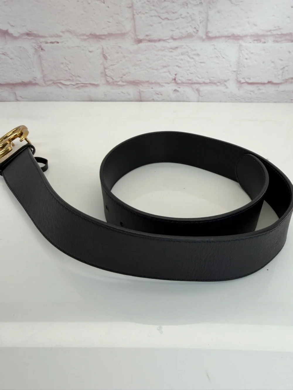 Gucci 2015 Re Edition Wide Leather Belt Gg Double Marmont Black 400593 75/30